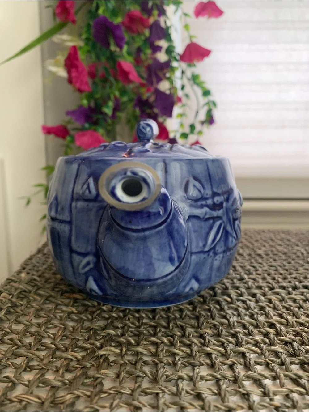 Chinese Miniature Blue Nautical & Rope Handle Ceramic Design Teapot and Cup Set